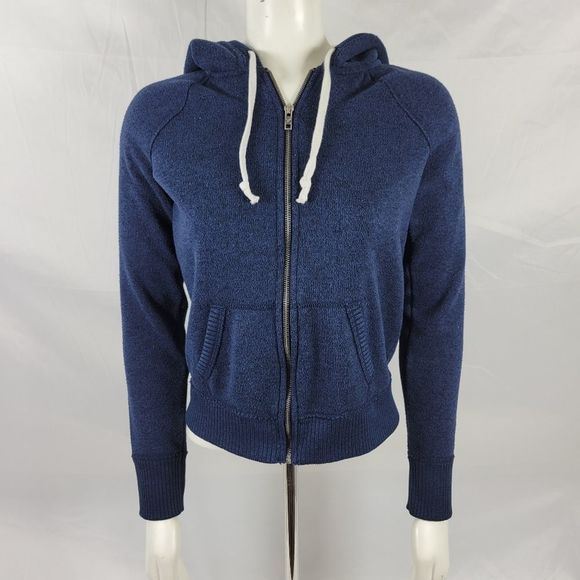 American Eagle Outfitters Tops - American Eagle AEO hoodie sweatshirt jacket blue crop womens Size Medium
